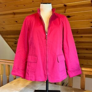 Susan Graver Women's Bright Red Cotton Stretch Full Zip Jacket Size XS
